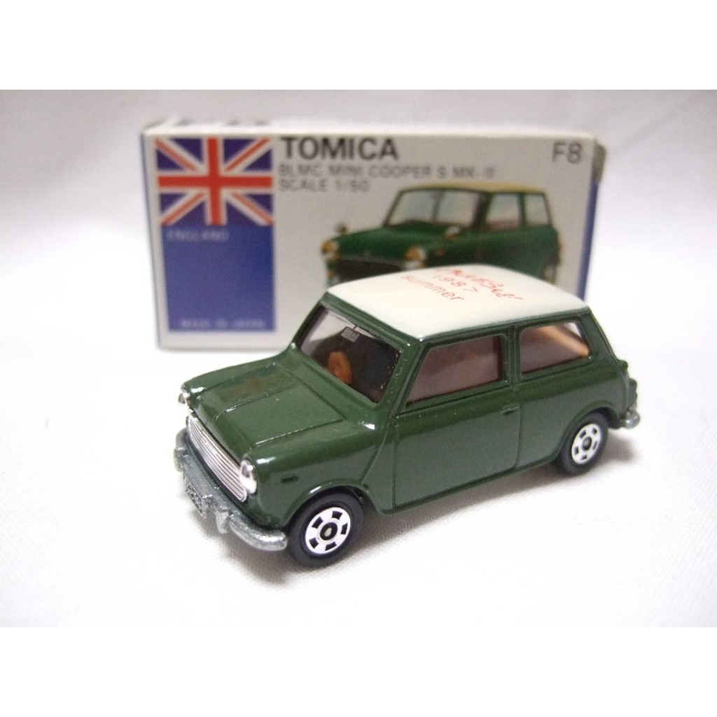 Tomica No.F8 BLMC Mini Cooper S Mk-III 苔綠色 1987 夏季整盒(國外 - 日本