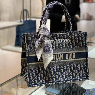Dior迪奥book Tote 小號藍色圖案刺繡托特包手提包肩背包編號 M1296zriw M928 蝦皮購物