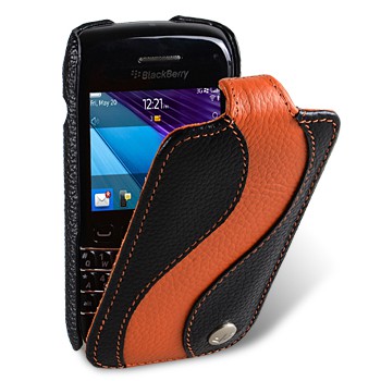 【Melkco】現貨出清 Blackberry 黑莓 Bold 9790 薄型 手工 真皮 皮套 荔枝紋 弧鉤 黑橙S型