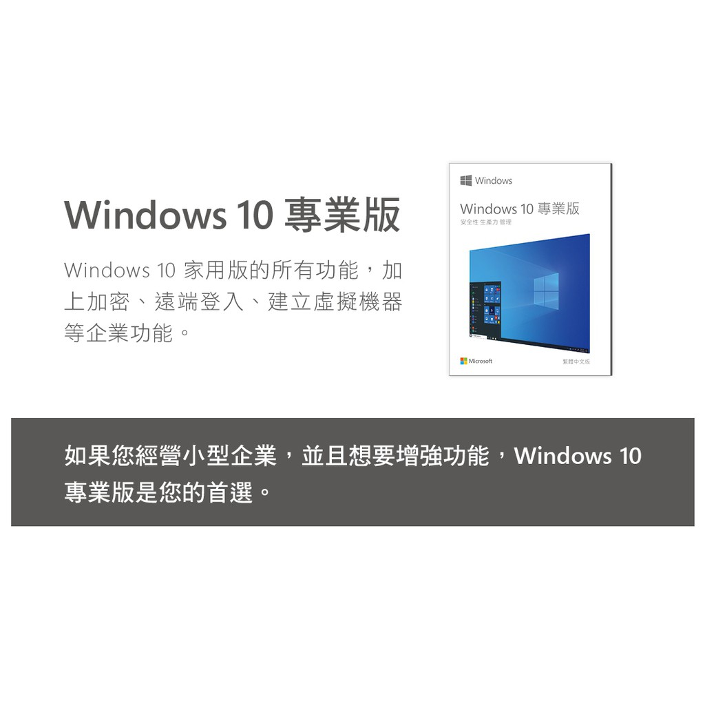 微軟 Microsoft Windows 10 專業中文版 完整盒裝版 【光華門市 取貨有保障】 Win10 Pro