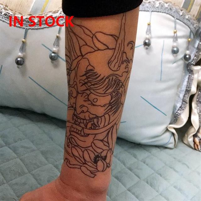 刺青貼紙男女防水花臂紋身貼鬼頭般若紋身貼紋身貼紙花臂紋身貼割線 蝦皮購物