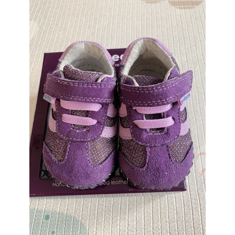 二手美國足部學會推薦pediped紫色麂皮6-12個月13公分學步鞋