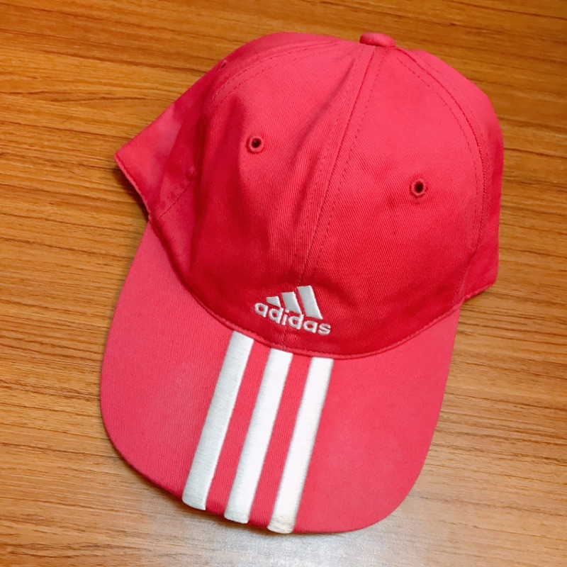 「正品」9成新 adidas老帽三條線 粉紅色