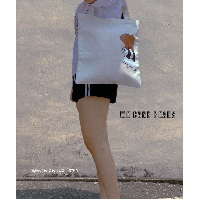 we bare bear拉鍊帆布袋