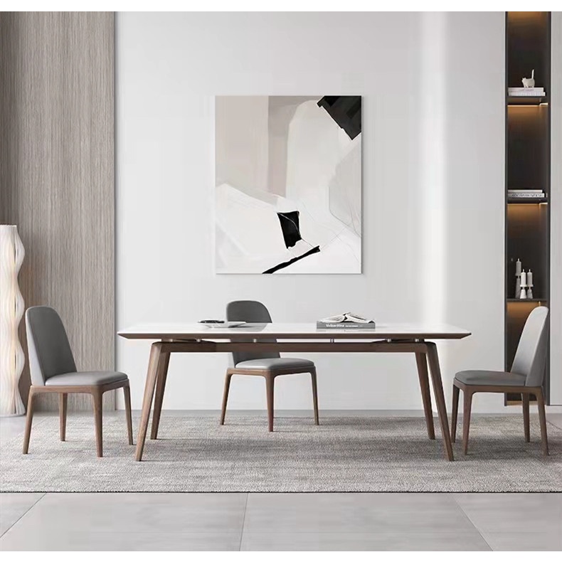 含運含安裝！北歐現代簡約實木白蠟木岩石板餐桌，極簡意式獨特格調和品味，構築精緻生活。