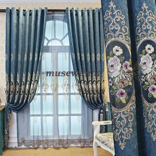 歐式窗簾 客廳高檔奢華大氣落地窗臥室加厚遮光雪尼爾繡花窗簾 雪尼爾 繡花 簡約現代