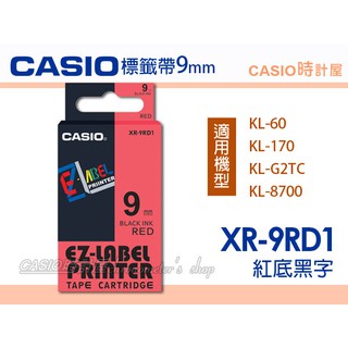 CASIO 時計屋 標籤色帶 9mm XR-9RD1 (適用KL-170 PLUS KL-G2TC) XR-9 卡西歐