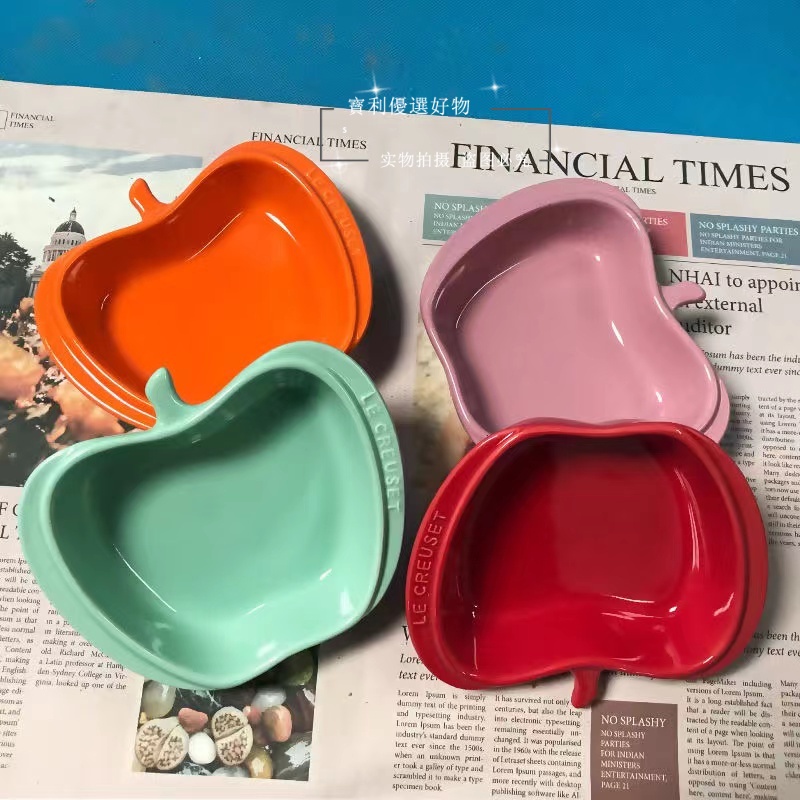 現貨秒發  法國酷彩LE CREUSET創意蘋果碗 陶瓷可愛沙拉碗 湯碗 兒童餐具餐盤子