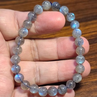 灰月光石 月光石 拉長石 手鍊 手環 手珠 強藍光 天然❤水晶玉石特賣#R005