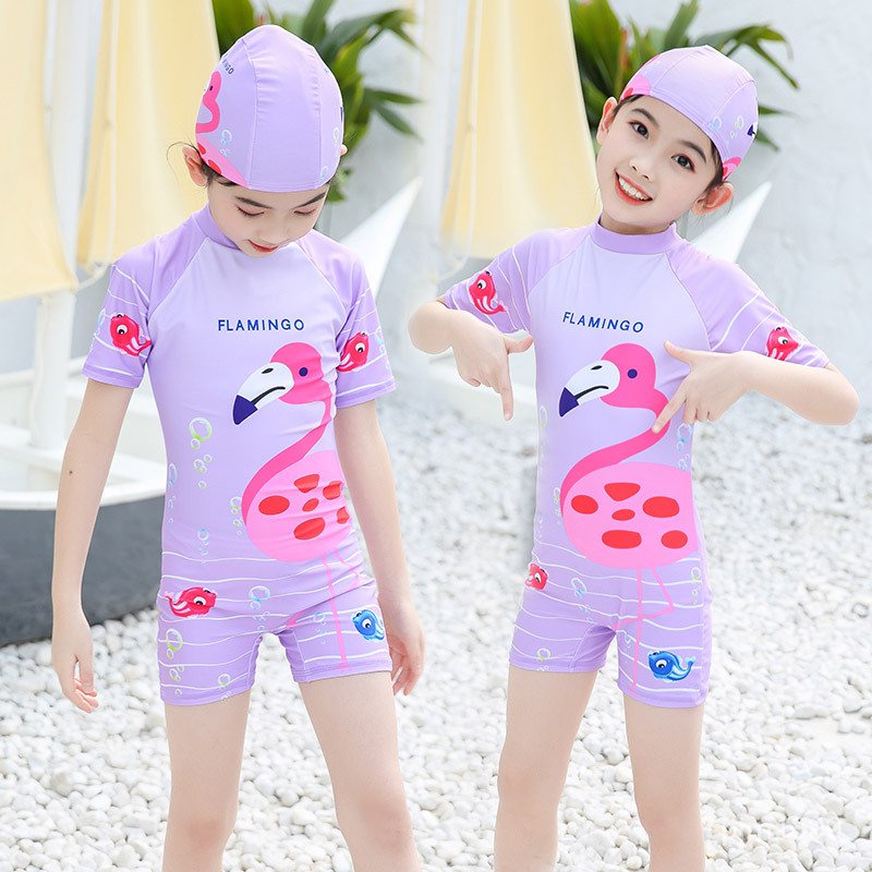 兒童中大童泳衣女 女童韓國可愛寶寶潛水泳衣連體泳裝泳鏡泳帽泳包手臂圈套裝組