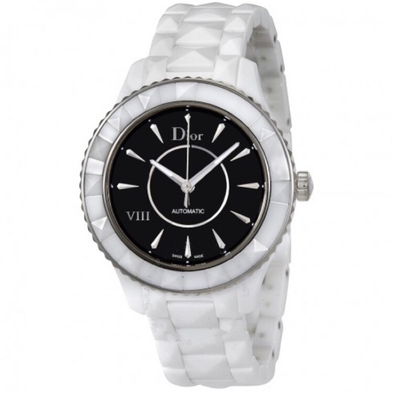 Dior VIII自動黑色錶盤白色陶瓷女士手錶