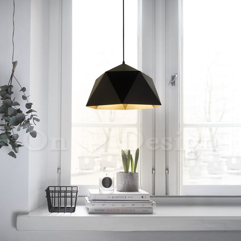 丹麥設計 Loft 北歐 設計師的燈款 金屬 鐵 幾何 摺紙 吊燈 黑色 38CM-大號