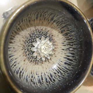 鑲銀蓮花 建盞 斂口茶杯窯變天目釉主人杯茶碗