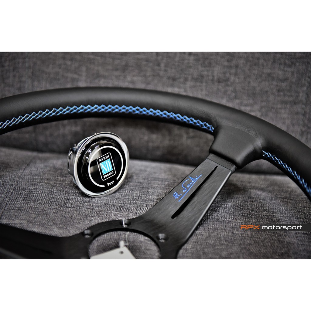 【RPX Motorsport】Nardi 日本限定200支 N905 350mm 大凹 方向盤 真皮 藍縫線 附喇叭蓋