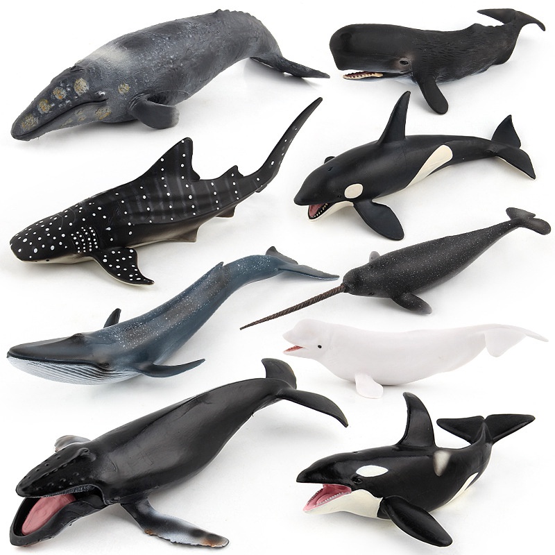 兒童玩具 仿真海洋動物模型 實心仿真鯨魚 虎鯨 座頭鯨 灰鯨 抹香鯨 藍鯨 白鯨 鯨鯊 獨角鯨 多款鯨魚模型