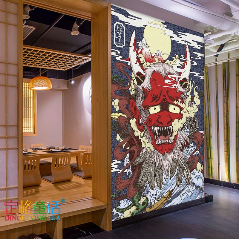日式風格浮世繪般若壁紙日系裝修背景墻紙刺青紋身壽司店裝飾壁畫 蝦皮購物