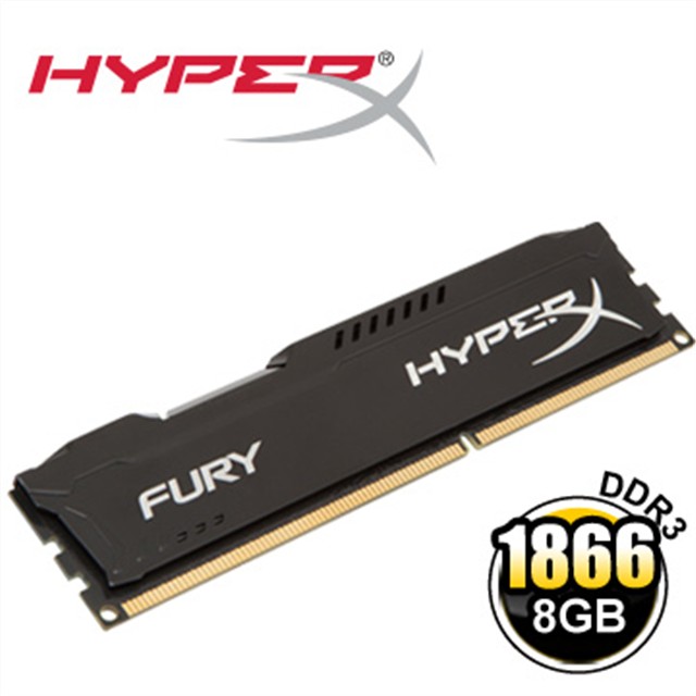 金士頓 HyperX FURY 酷炫黑 DDR3-1866 8GB桌上型超頻記憶體 一組兩隻 2隻 雙通道