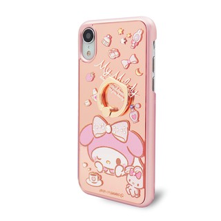 三麗鷗 Melody iPhoneXR 6.1吋施華彩鑽鏡面指環扣手機殼-午茶美樂蒂