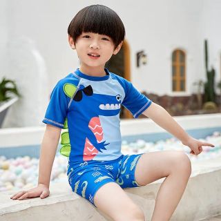 現貨A1-1含泳帽 男童泳衣 短袖泳衣 兒童泳裝 泳褲 鯊魚泳衣 鱷魚泳裝