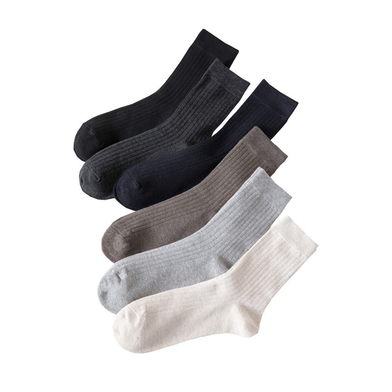 日系素色襪新品純色豎條中筒襪經典休閒舒適棉質襪子批發