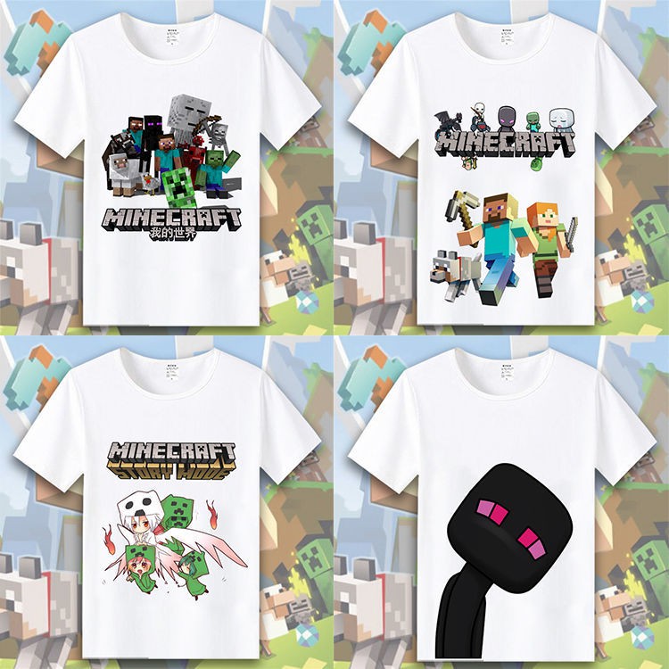 Minecraft我的世界衣服末影人5 12歲短袖t恤圓領親子裝成人中學生 蝦皮購物
