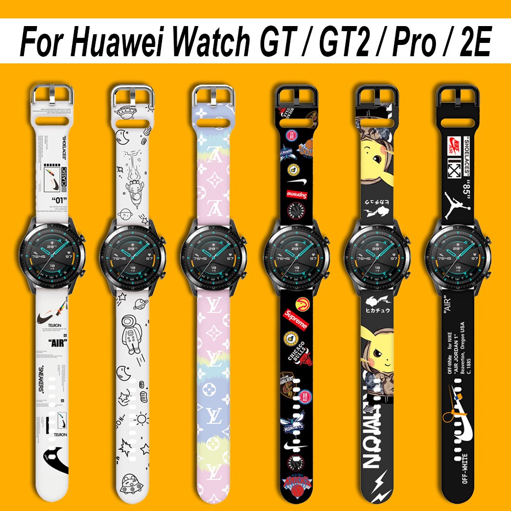 22mm 華為專業手錶 GT2e GT2 Pro GT2 GT3 矽膠卡通錶帶 46mm 替換華為 Watch3 3Pr