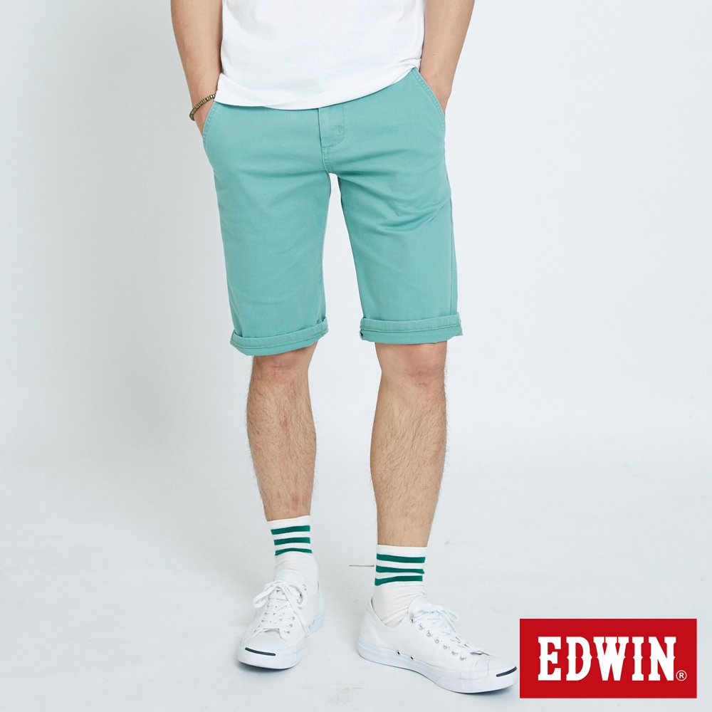 EDWIN 基本斜袋休閒短褲(灰綠色)-男款