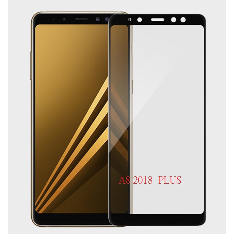 SAMSUNG Galaxy A8 PLUS 2018 A8+ 滿版 全屏 鋼化玻璃膜 玻璃鋼化膜 9H 黑色 玻璃貼