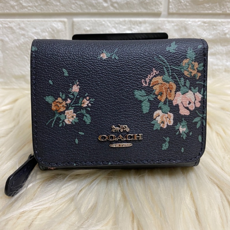 🇺🇸美國代購全新正品⭐️ Coach 小碎花短夾 限量款 皮包 真皮 拉鍊零錢層 口袋短夾 手拿包 錢包 三折短夾