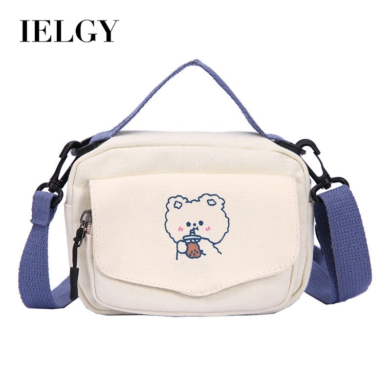 IELGY 可愛少女帆布包韓國ins日本原宿帆布斜背包女學生斜背包