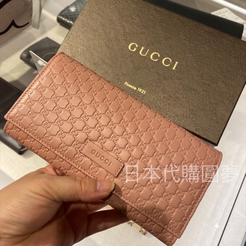 全新 Gucci 粉紅色 粉色 GG logo 牛皮 長夾 扣式 女用 保證真品 正品 皮夾 經典 古馳 錢包 義大利製