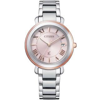 CITIZEN 星辰 xC光動能典雅氣質腕錶/玫瑰金X銀/33mm/EO1204-51W