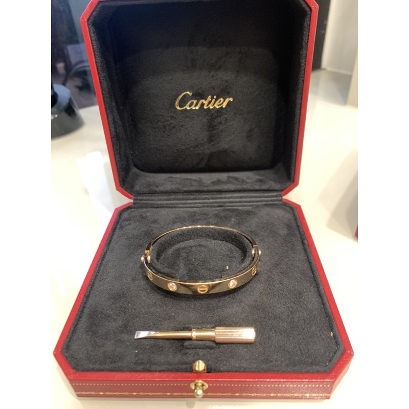 卡地亞 Cartier 玫瑰金四鑽 Love 手環