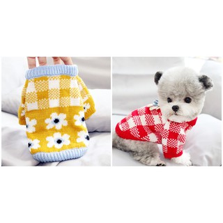 寵物衣服 寵物服飾狗狗衣服 小型犬 中型犬兩腳服格子花朵毛衣