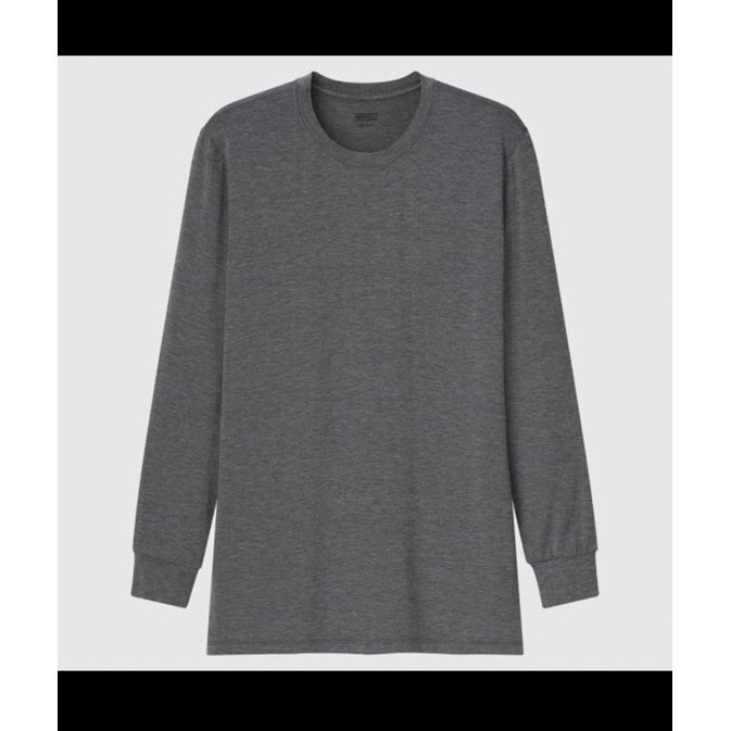 UNIQLO  HEATTECH 圓領T恤 九分袖 吸濕發熱衣系列 MEN 男生深內衣 深灰色 發熱衣 衛生衣 保暖上衣