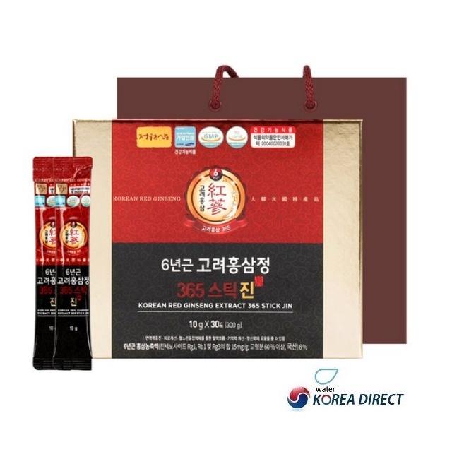 韓國正元蔘 6年根高麗紅蔘精真 365紅蔘濃縮液+ 購物袋