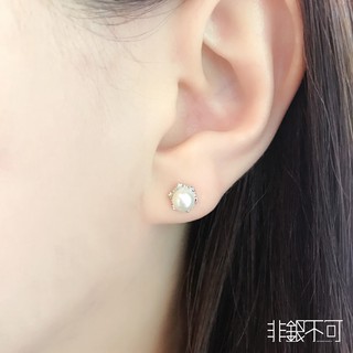 【非銀不可】天然淡水珍珠/雪花款/925純銀耳針/耳環
