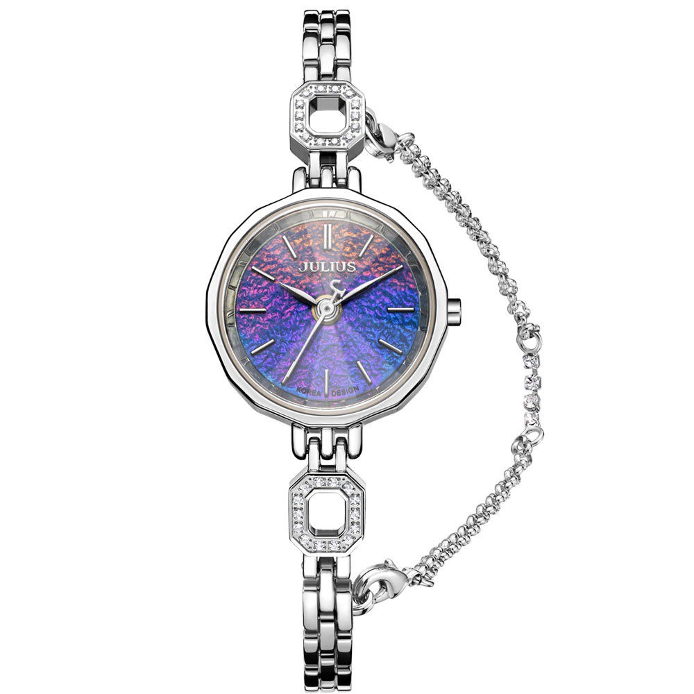 JULIUS聚利時 波光粼粼炫彩立體鏡面鍊式手錶 (24mm)二色