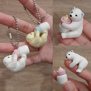 北極熊寶寶抱奶瓶 扭蛋吊飾/手指套娃