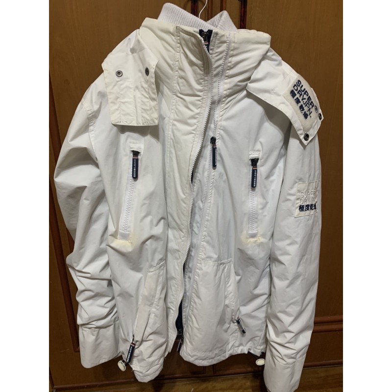 super dry 極度乾燥 鋪棉風衣外套 白色 厚外套 XL