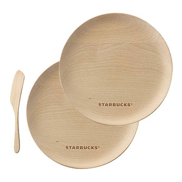 Starbucks 台灣星巴克 2015 點心木盤2入組 點心盤 山毛櫸 實木盤 原木盤 點心盤 糖果盤 盤子 無塗裝