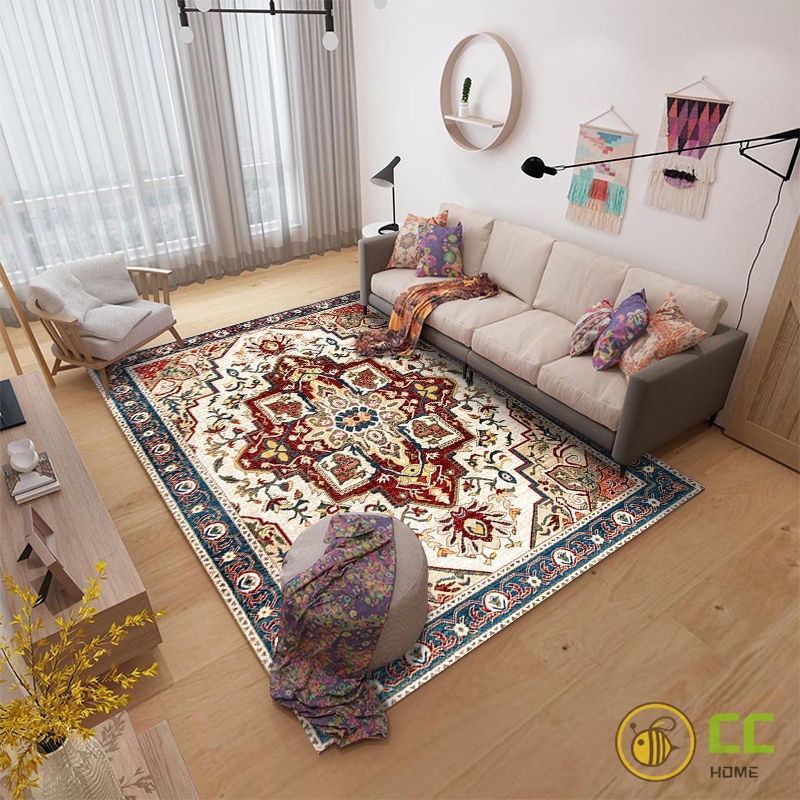 【熱賣】民族風復古高檔地毯客廳茶几美式地墊北歐床邊臥室大面積地毯