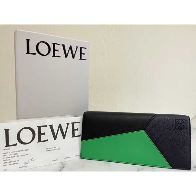 LOEWE全新正品雙色長夾