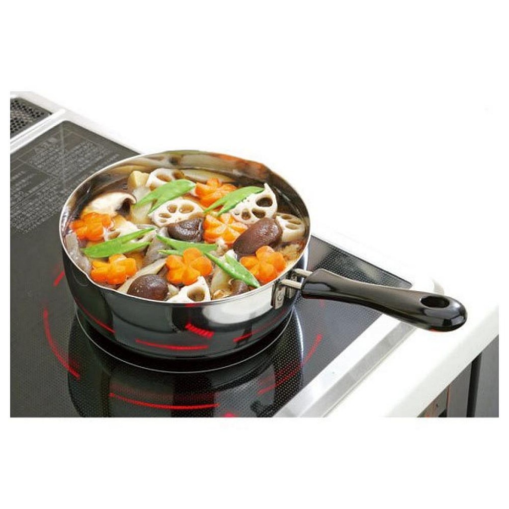 日本 KAKUSEE IH 電磁爐 雪平鍋 不鏽鋼鍋 泡麵鍋 (18CM/1.6L/內附刻度/可直火)