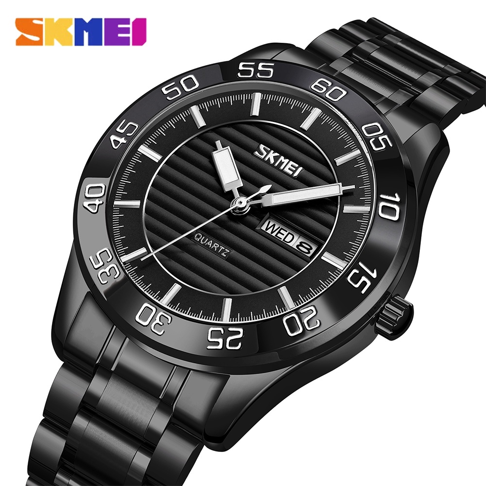 Skmei 9293 頂級品牌運動手錶男士軍用不銹鋼防水石英手錶男士時尚夜光手錶