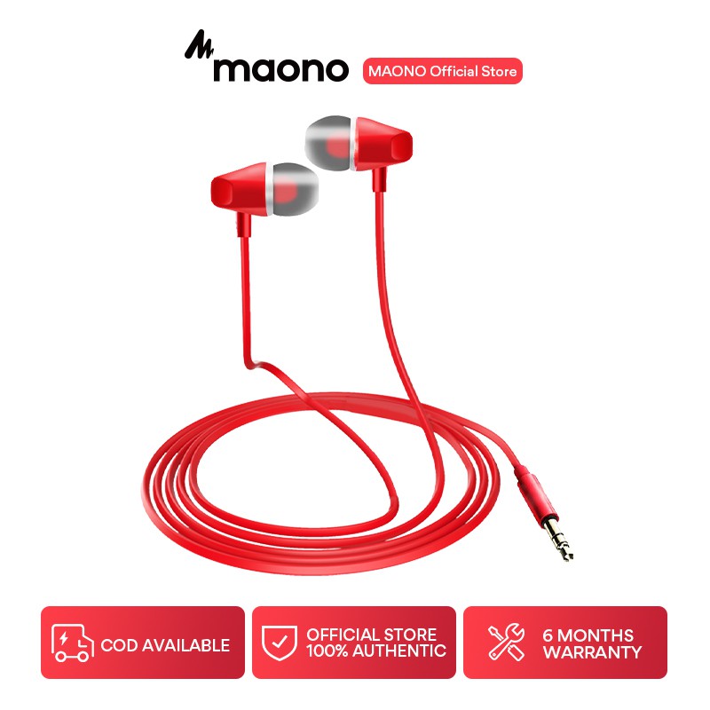 Maono HM-25 監聽耳機,3M 無纏結線,金屬入耳式有線耳機,帶低音驅動聲音,帶 3.5 毫米插孔的耳機,適用於
