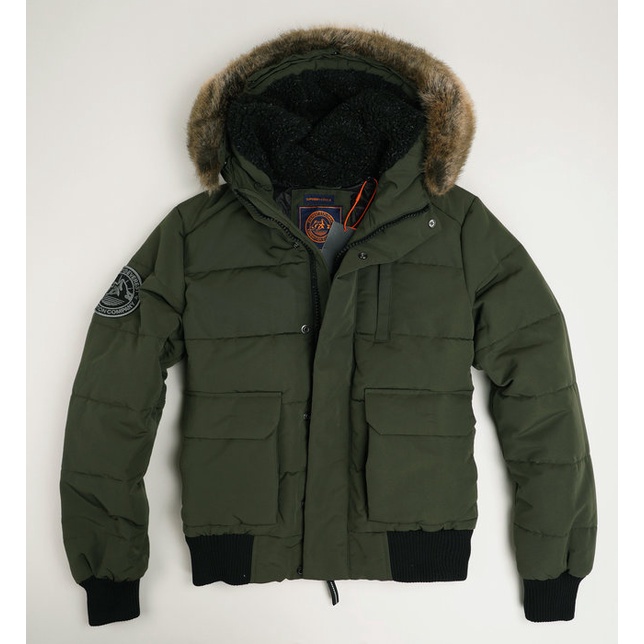 [PS]三號五樓 Superdry 極度乾燥 Everest 絎縫飛行夾克 鋪棉厚外套 墨綠色