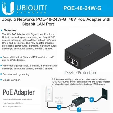 Ubnt poe 48v 0.5a 千兆 poe-48-24w-g