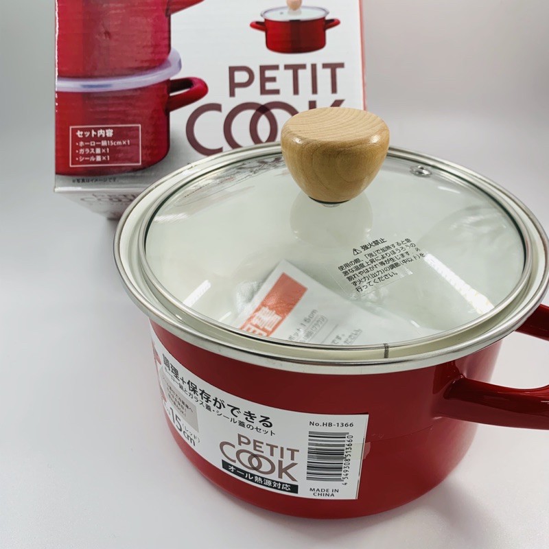 《百寶家》日本PETIT COOK琺瑯湯鍋雙耳 湯鍋 15cm *紅