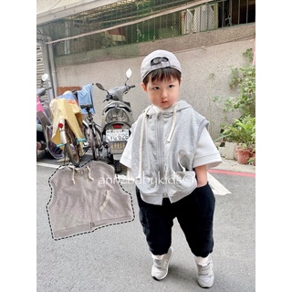 //ANN2 KIDS現貨// 童裝實拍 韓國韓版童裝 日系兒童反口袋寬鬆連帽背心 男童女童 日系童裝 兒童背心